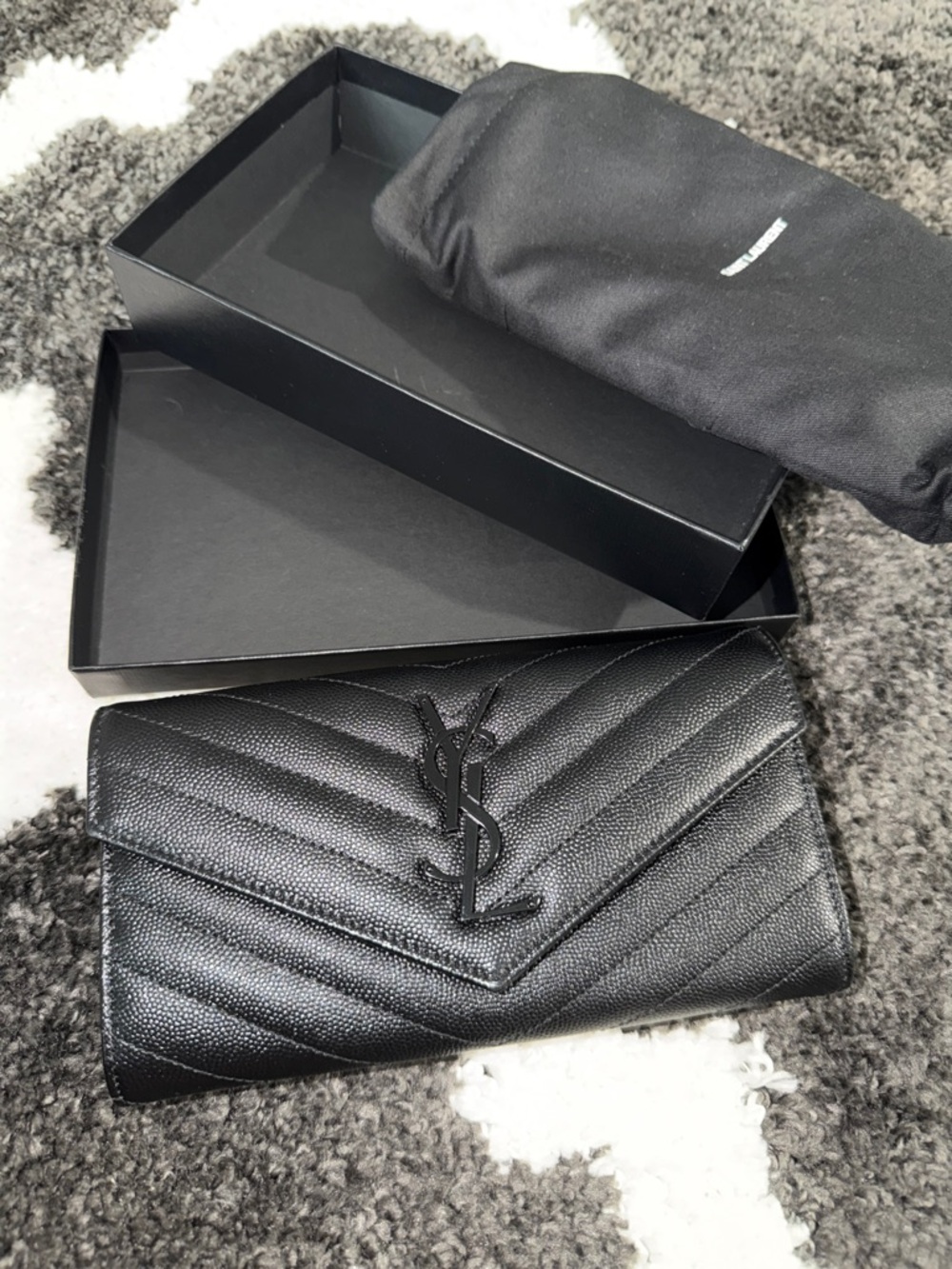 Saint Laurent Black on Black Long Wallet- Free Posh Authentication includes
